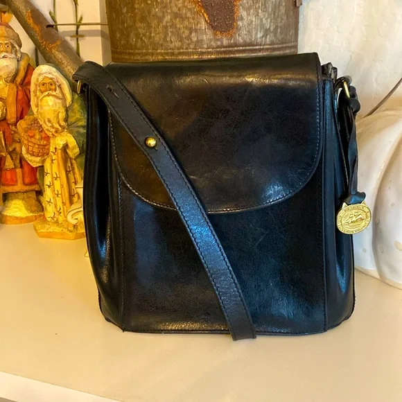 Vintage Brahmin hard leather crossbody purse with adjustable strap - Picture 1 of 16